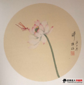 画家陈治笔下的荷花